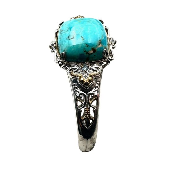 Gems En Vogue Michael Valitutti Turquoise Clamper Bracelet Sterling Silver - Picture 2 of 5